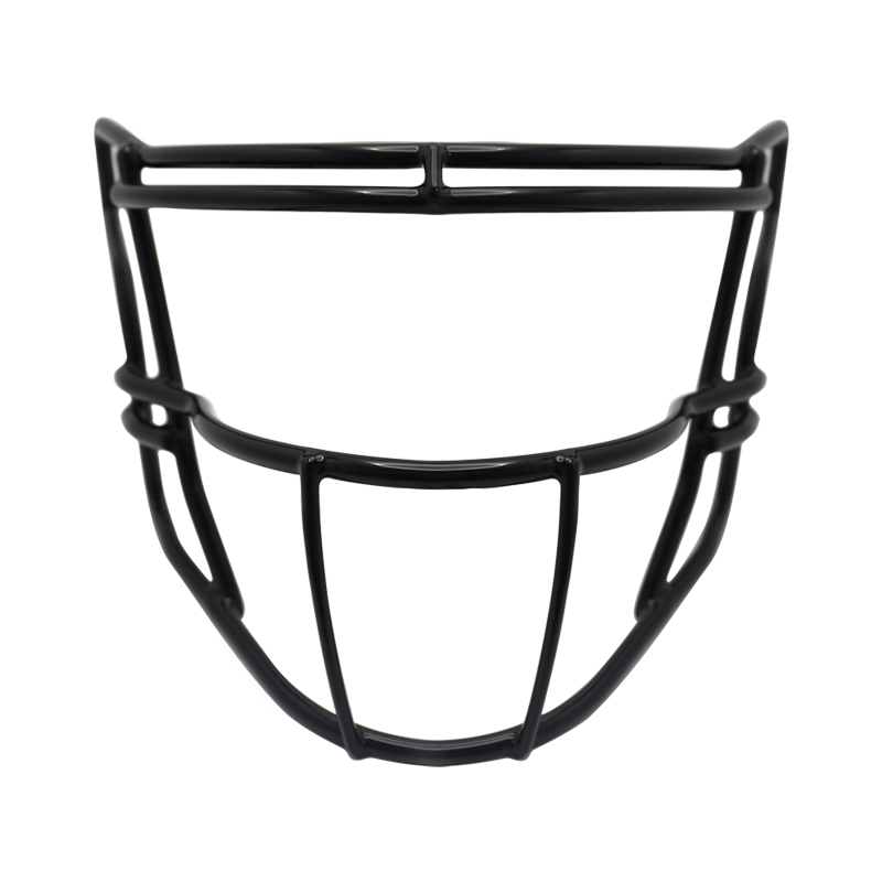 Máscara facial para capacete de futebol de ferro preto com revestimento de PVC – proteção durável para atletas